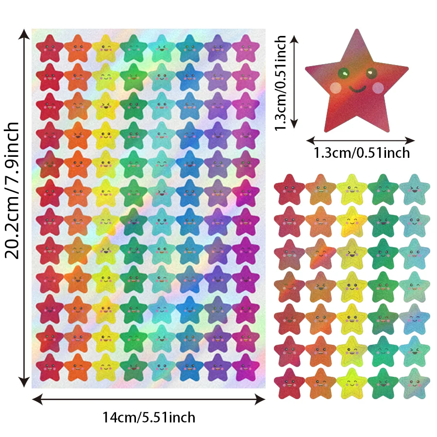 20 Sets of Classroom Reward Charts, 2 Designs, Includes 480 Pcs Holographic Rainbow Star Stickers, Suitable for Classroom - 3