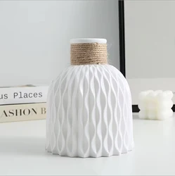Elegant Water Ripple Plastic Vase - Modern Nordic Style Decorative Ornament (1PC  White)