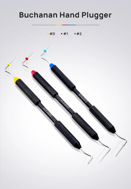 3-Piece Dental Endodontic Hand Plugger Set (Sizes 0, 1, 2) By AZDENT - For Root Canal Obturation