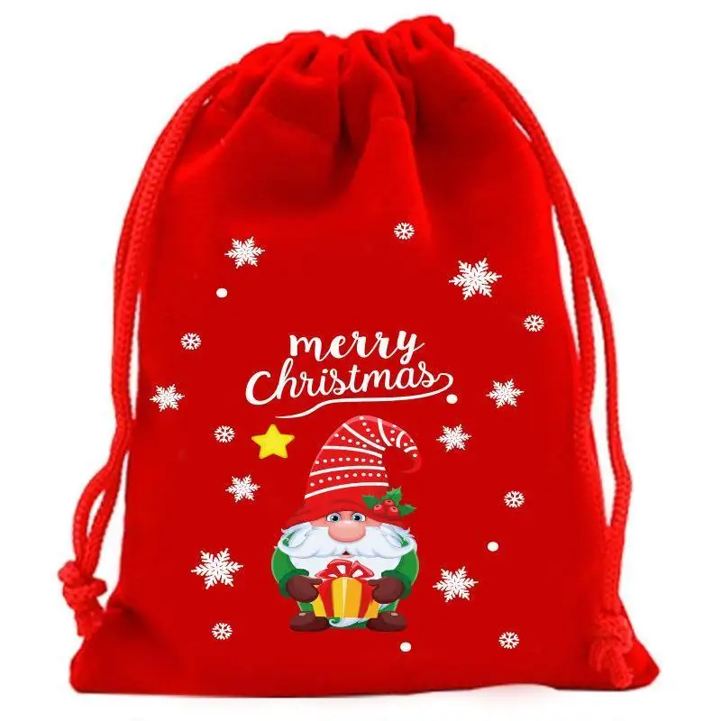 Christmas Velvet Bag Christmas Gift Bag Christmas Candy Bag Christmas Creative Large Drawstring Candy Bag Gift Packaging Bag