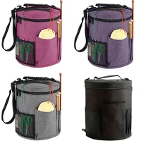 Sac au crochet de grande capacité : rangement du fil, organisateur d'aiguilles à tricoter, sac fourre-tout au crochet avec poche avant pour fil, crochets, aiguilles 2