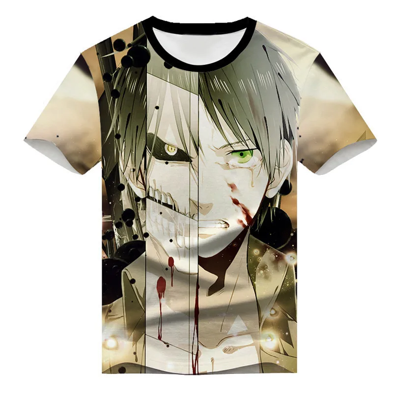 Anime Attack on Titan Eren T-shirts Summer Tshirt Cartoons 3D Printed  Girls Boys Unisex T-shirt Casual Fashion kids Tees Tops vintage shirts T-Shirts
