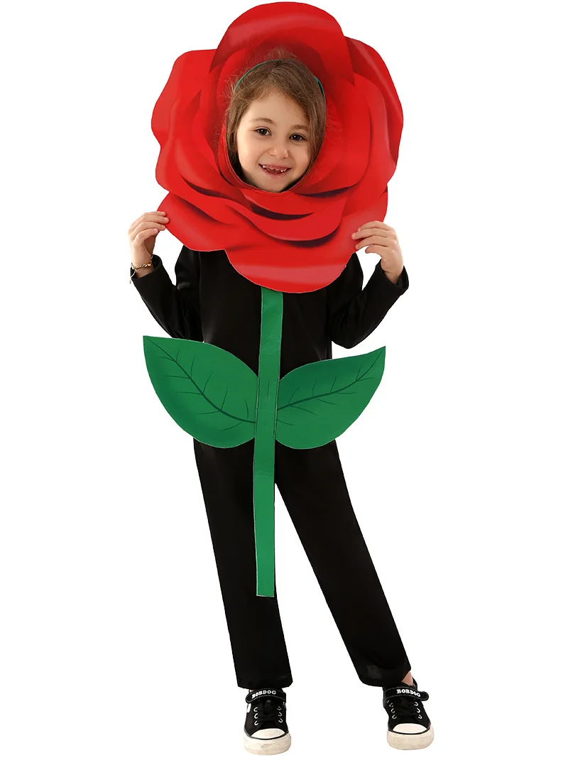 

Детский костюм для представлений с цветком красной розы на Хэллоуин