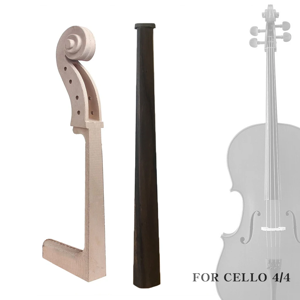 

4/4 Size Cello Solidwood Natrual Ebony Fingerboard Maple Cello Head For Acoustic Electric DIY Cello Making Build Accessories