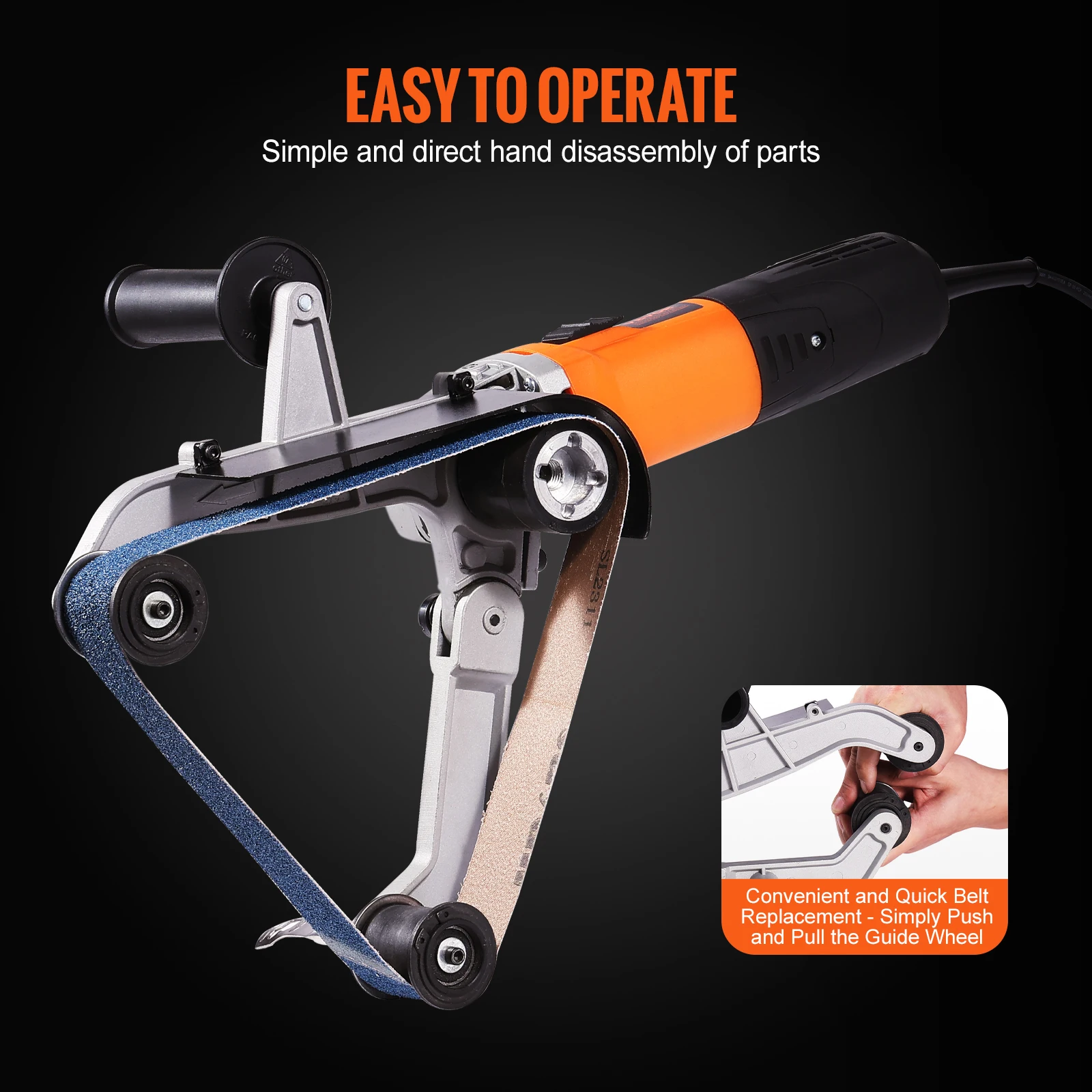 VEVOR Pipe Tube Polisher Sander 1000W Pipe Belt Sander 100-3200rpm Belt Sanding Machine for Burnishing Finishing Rust Removal 5