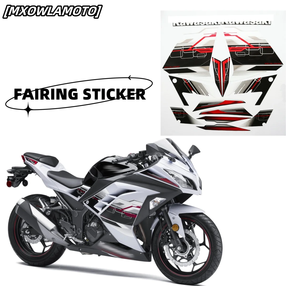 

Motorcycle Whole Vehicle Protect Decorative Sticker Fairing Kit Silkscreen Decals For Ninja300 Ninja 300 2013