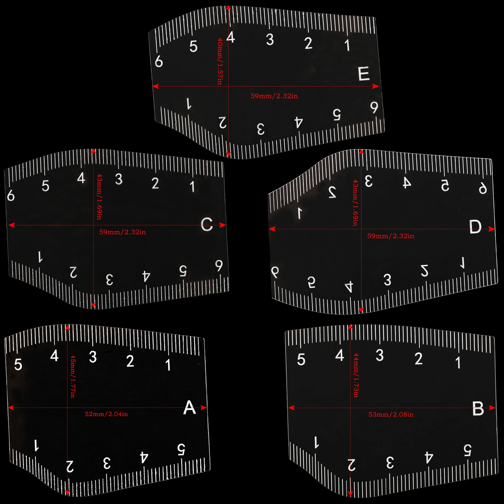 5PCS PMU Brow Ruler - Transparent Microblading Measurement Tool with CM/MM Scale, Symmetry Guide for Permanent Makeup & Tattoo
