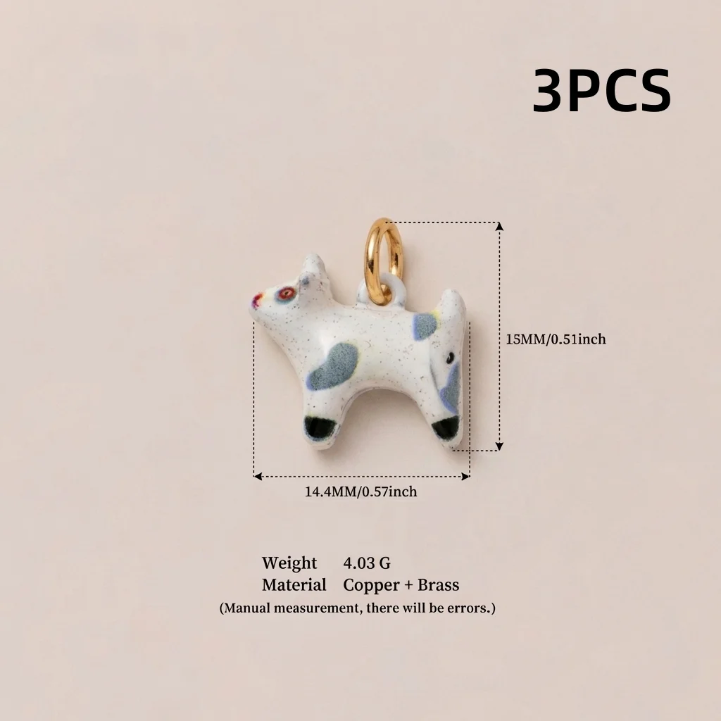 3 Stück neue modische Anhänger aus der Natural Series mit Frosch, Pony, Hirsch und Elefant zum Selbermachen für Schmuck. – Detail 3