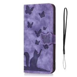 Cute Cat PU Leather Wallet Phone Case - Stylish Flip Back Cover - Galaxy S22 Ultra (PUR)