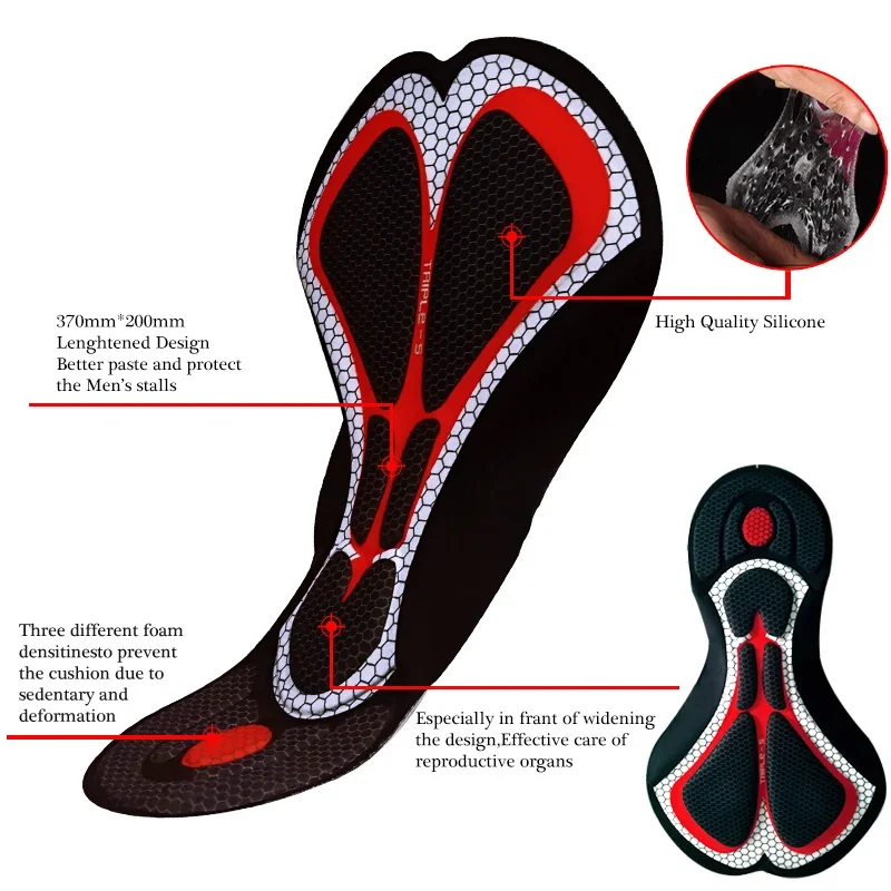 Cycling Bib Shorts With 5cm Italy Grippers 5D GEL Pad