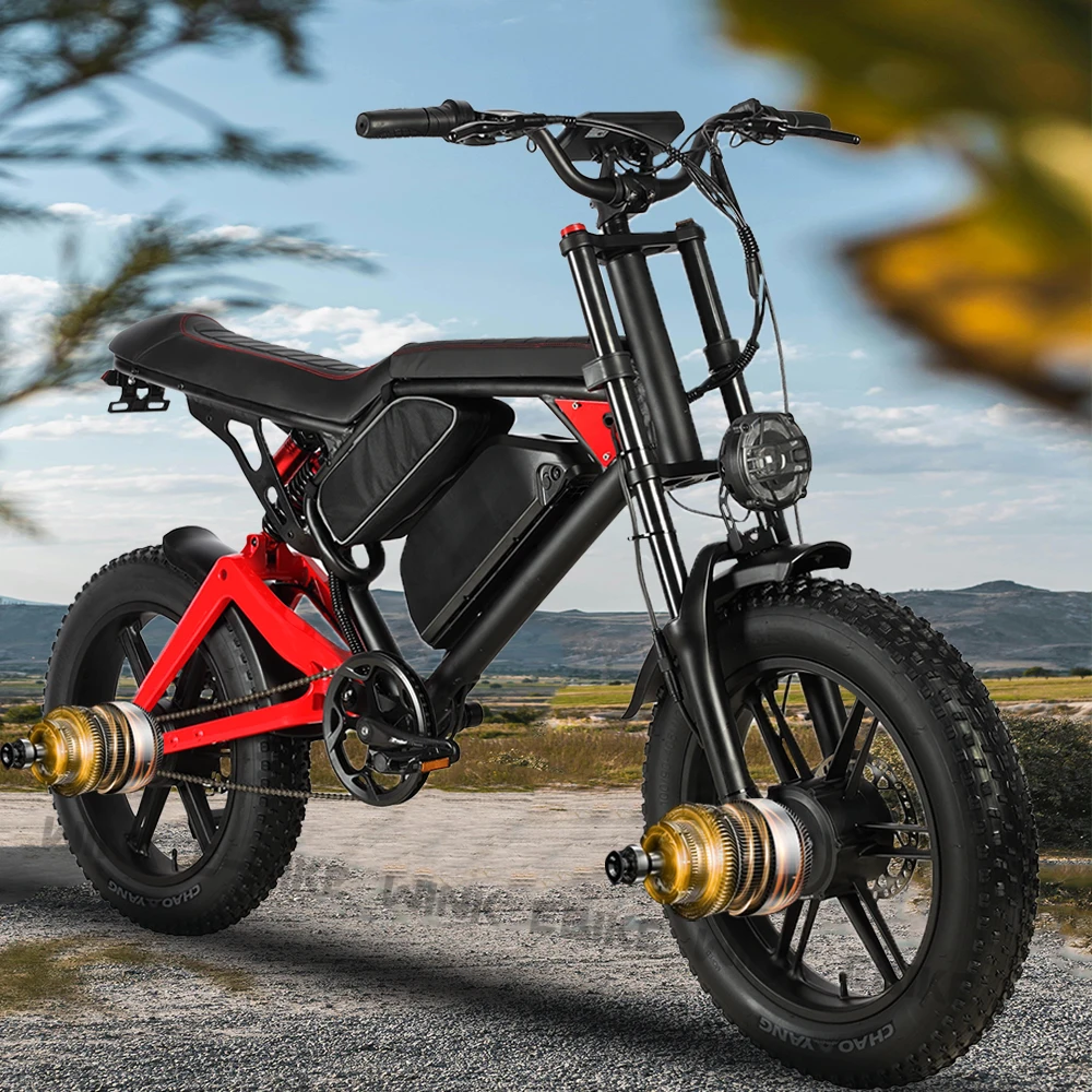 

Электрический велосипед 2000 Вт двойной бесщеточный двигатель 48 в 23 Ач фотоэлектрический 20-дюймовый Съемная батарея 7 шестеренка Электрический велосипед гидравлический тормоз