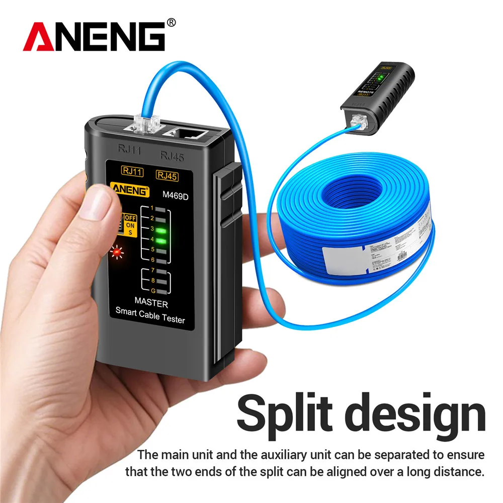 Network Cable Tester ANENG M469D Cable lan tester Network Cable Tester RJ45 RJ11 RJ12 CAT5 UTP LAN Tester Networking Tool network Repair