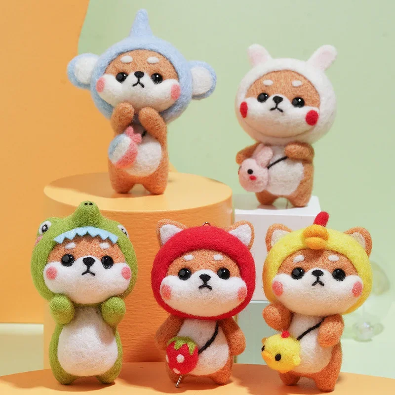 1Pcs DIY Doll Needle Felting Kit Crafts Wool Felting Animals Kit Non Finished Dog Handcraft Set for DIY Handmade Holiday Gifts