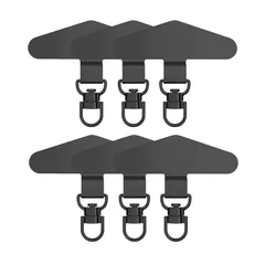 Universal 360° Rotation Steel Phone Lanyard Safety Connector Patch (6Pcs Black)