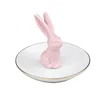 Gold Rabbit Jewelry Plate Ceramic Display Stand Jewelry Storage Plate Ring Necklace Holder Home Animal Storage Box Home Ornament 5
