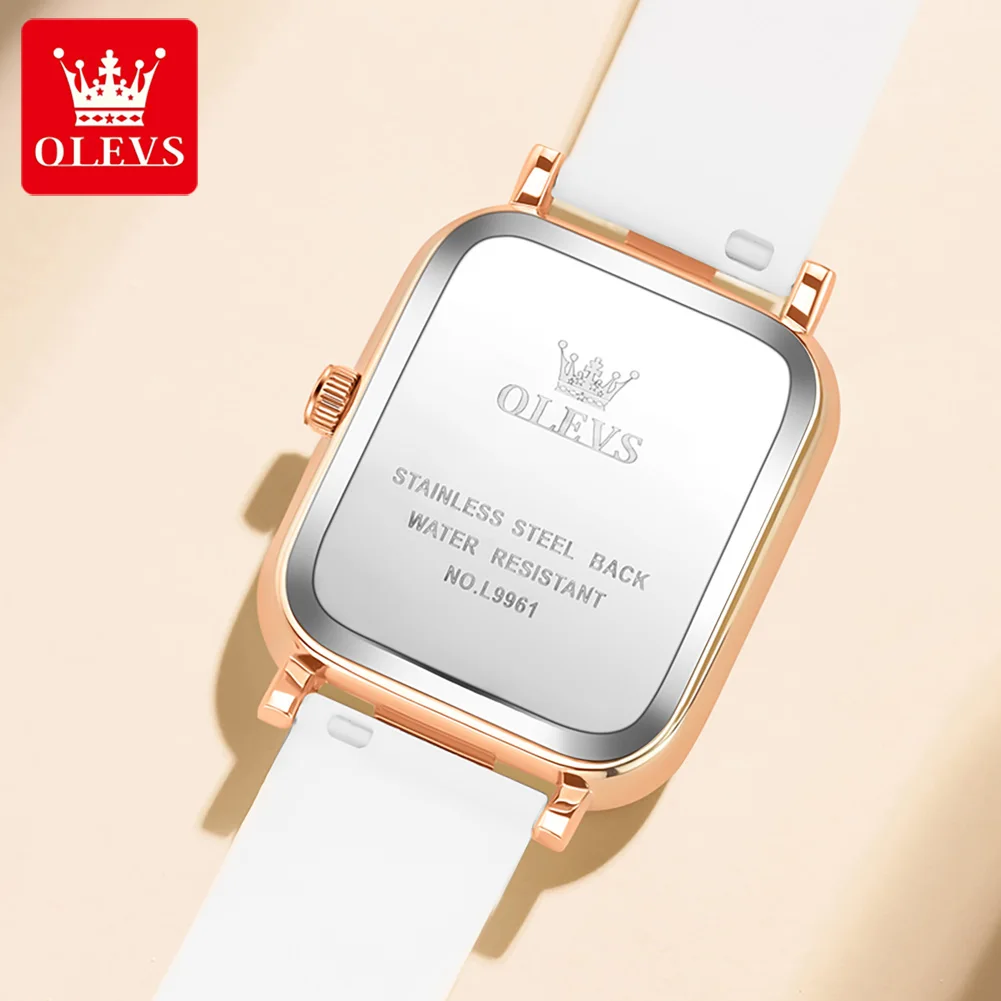 OLEVS Fashion Square Quartz Watch for Women Sports Silicone Strap Waterproof Womens Watches Top Brand Luxury Relogio Feminino