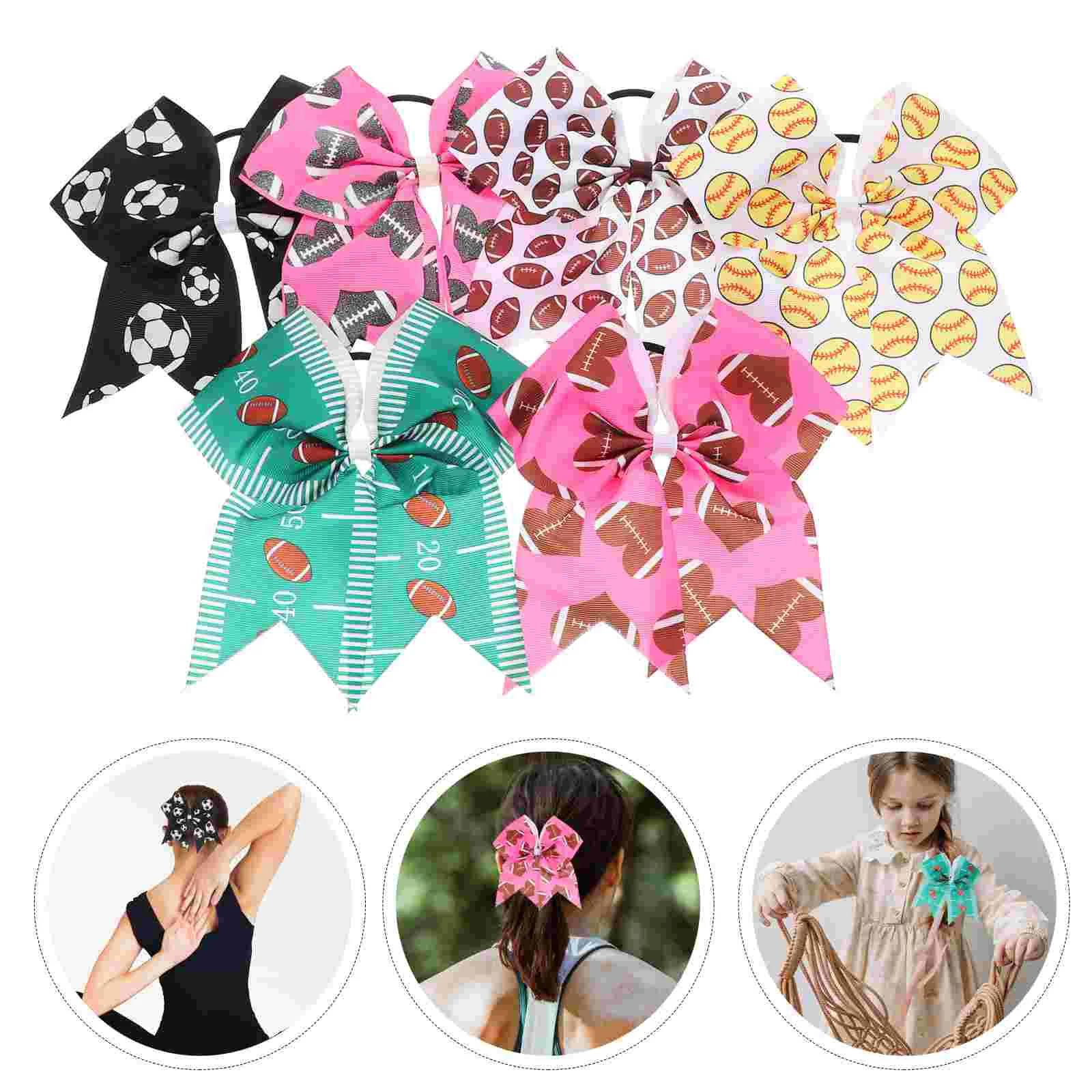 

6Pcs Hair Elastics Ties Hair Bands Hair Bands Sports Themed Hair Bands Hair Ties