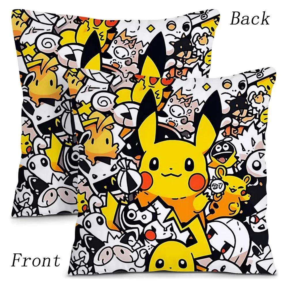 Pokemon Anime Cushion Cover 45x45cm Pikachu Decor Sofa Pillow Cover Charmander Psyduck Anime Figure Cartoon Pillowcase