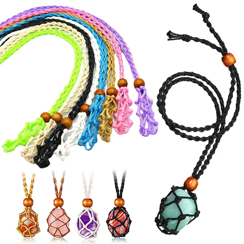 DIY Necklace Cord Empty Meditation Stone Holder Net Rope Quartz Crystal Stone Pendant Ornament Cord Jewelry Making Accessories