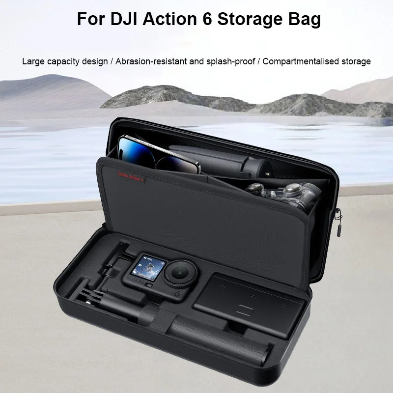 DJI 오즈모 액션 6 케이스 충격 방지 방수 컴팩트 여행용 보관 가방 (칸막이 디자인)