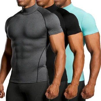 T-shirt da uomo estiva sportiva, top da uomo, maglietta a compressione estiva, abbigliamento fitness da palestra, t-shirt casual attillata da uomo