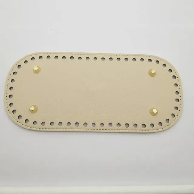 Long Bottom for Knitted Bags PU leather Bag Accessories Handmade Bottom DIY Crochet Bag Bottoms for Women Handbag Beige