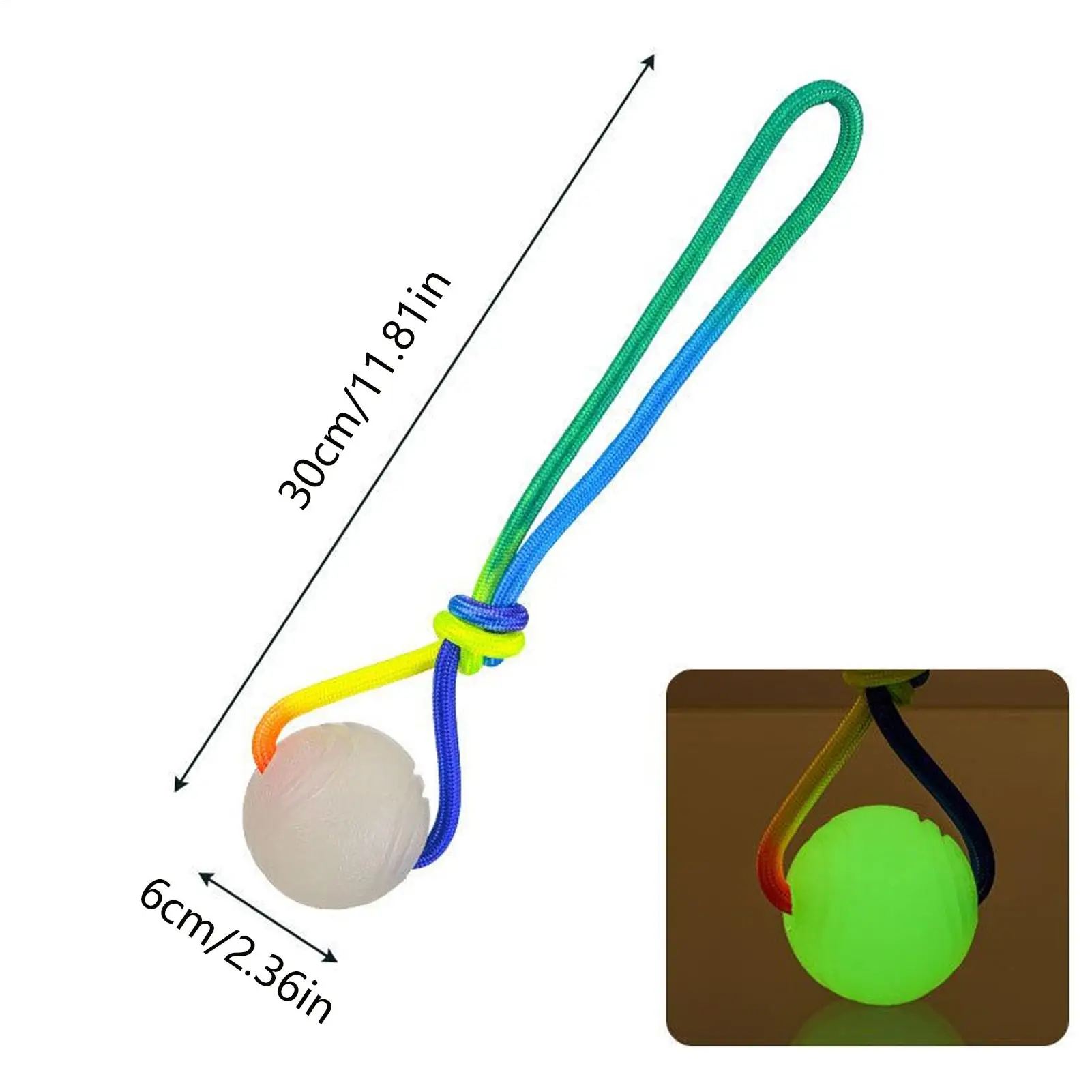 Dog Balls For Aggressive Chewers 2 Pieces Glow Tug Teether With Rope Bouncy Dog Ball For Puppy Small Medium Large Breed Boredom