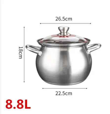 Olla grande de acero inoxidable 304 para sopa, olla gruesa de uso General  de gas en cocina de inducción para gachas, nuevo diseño