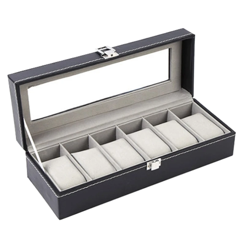Multi-Functional 6 Slot Leather Showcase Watch Case for Birthday Valentine's Day Wedding Christmas New Year