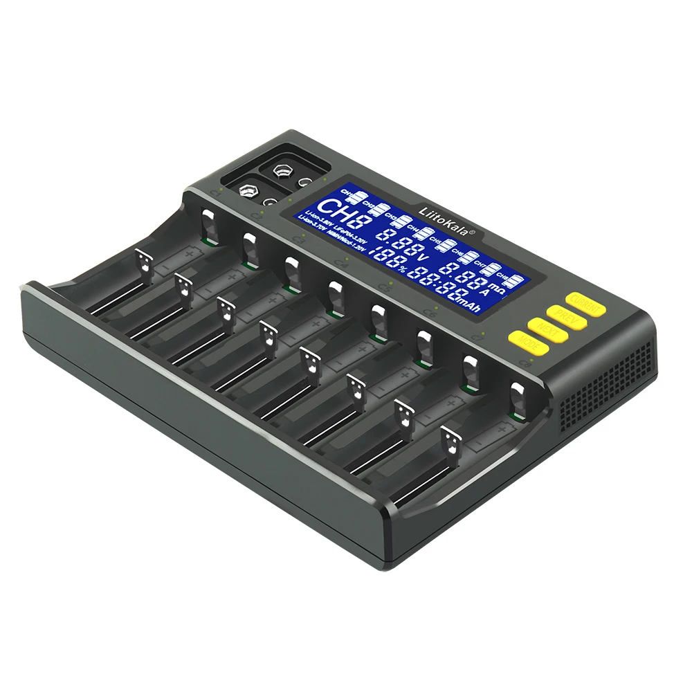 Battery Charger LiitoKala Lii-S8 Lii-S12 LCD For Li-ion LiFePO4 Ni-MH Ni-Cd 9V 21700 20700 26650 18350 18650 RCR123 18700
