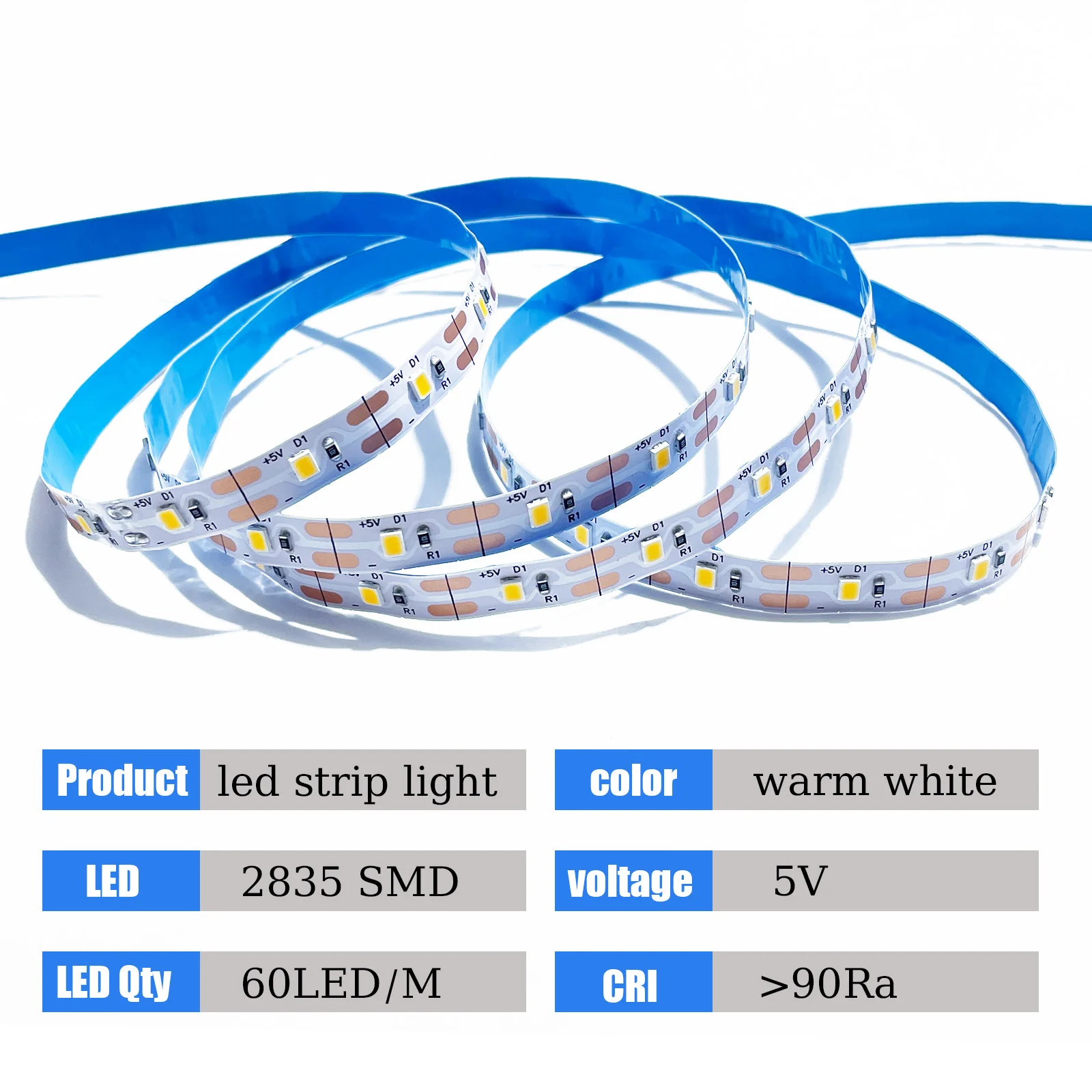 LED Strip Lights 5V White/Warm White Flexible LED Light,can be pasted,cuttable Home Decor Lamp for TV Backlight Cabinet Lighting