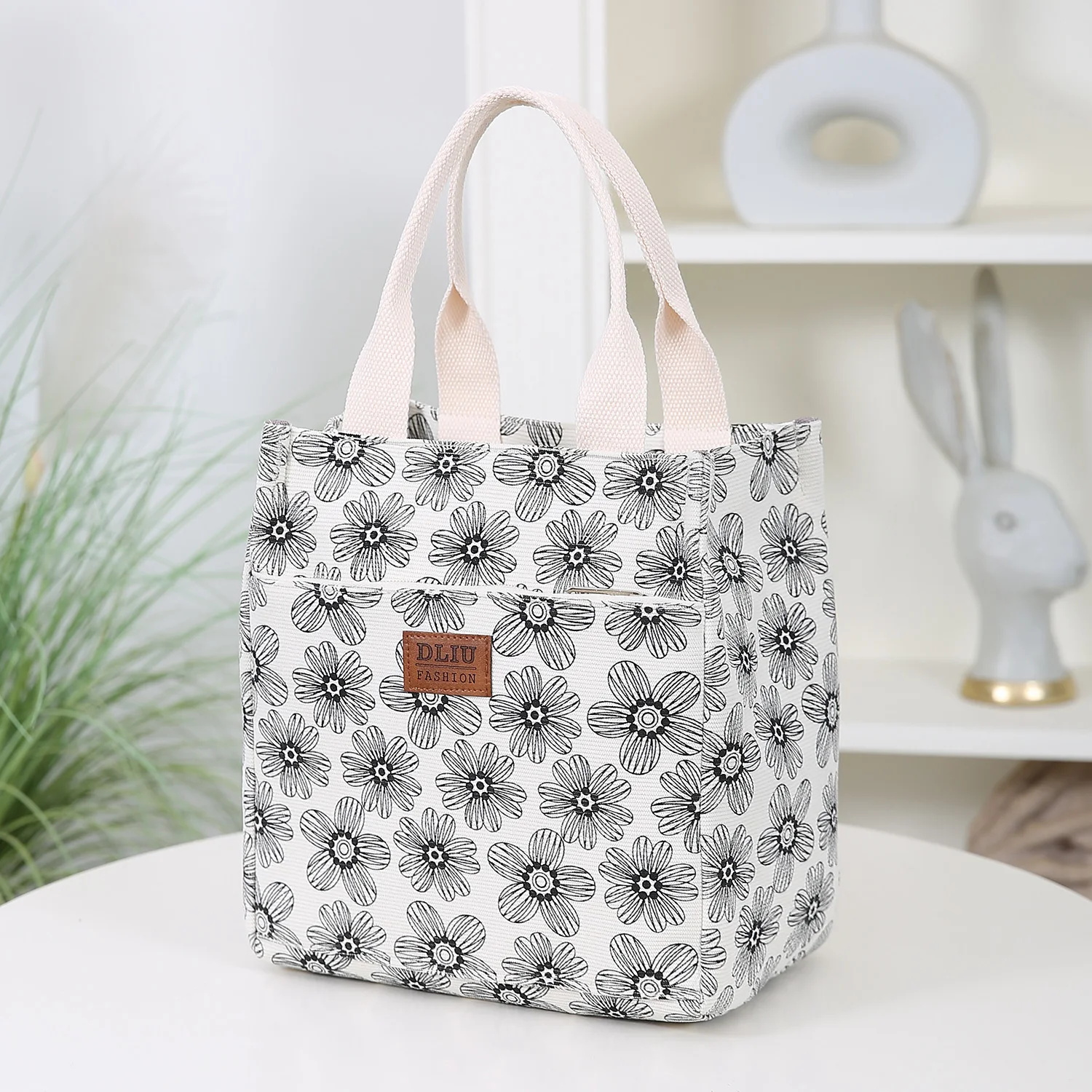 Elegant Corduroy Fashion Handbag with Floral Design