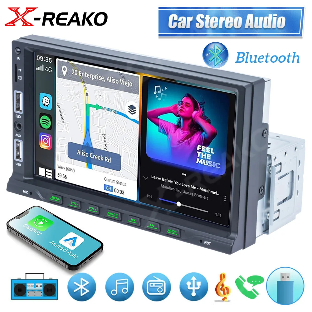 

X-REAKO 1 din автомобильный радиоприемник 7 дюймов Универсальный Carplay мультимедийный плеер Android Авто аудио стерео MP5 Bluetooth USB TF FM камера