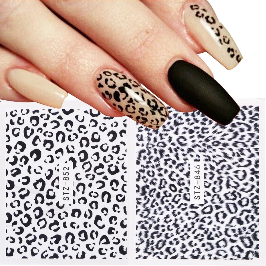 

1pcs Leopard Eye Nail Stickers Water Transfer Sliders Full Cover Cool Design Decals Geometric Decor Wraps Manicure JISTZ816-855