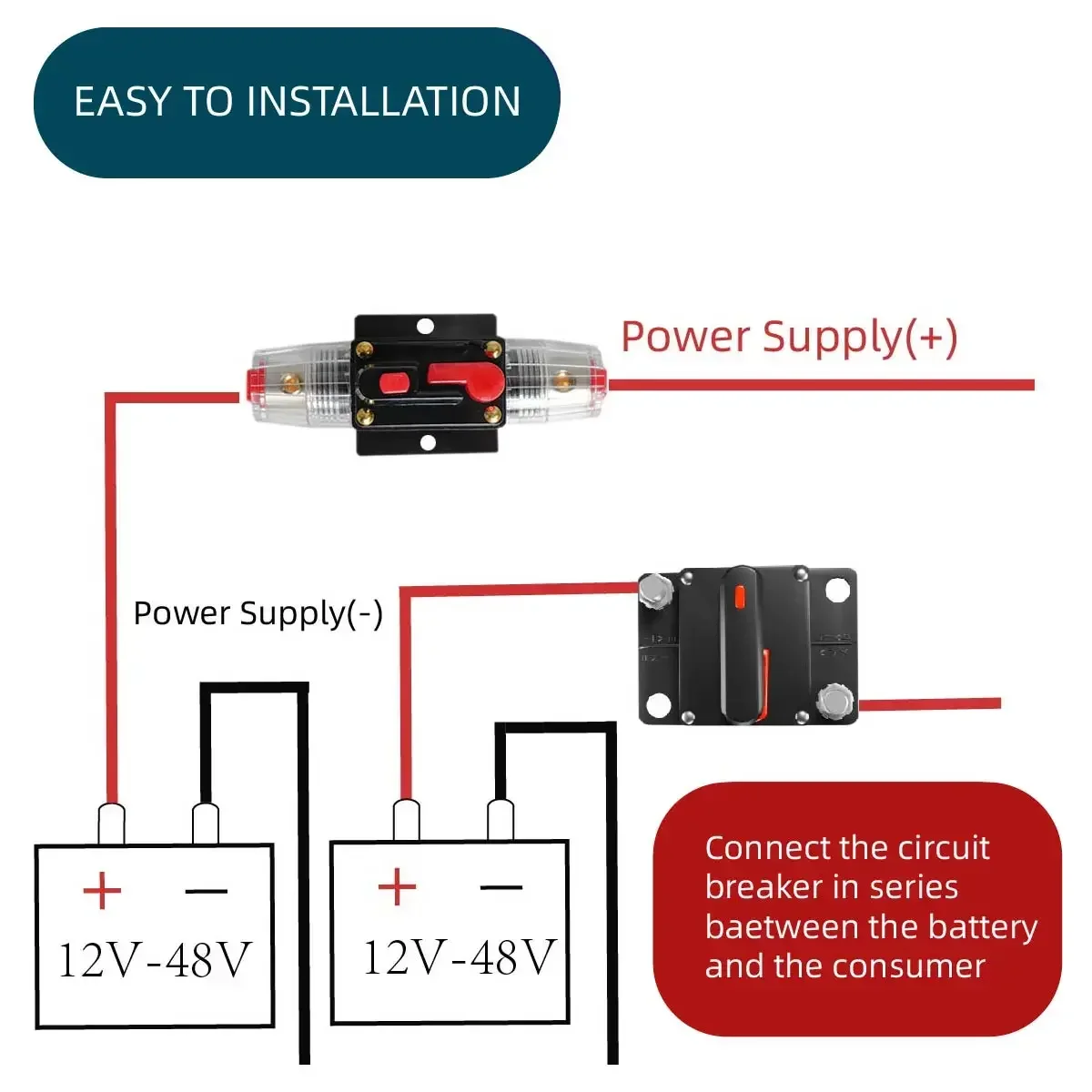 Circuit Breaker Fuses for Boat Audio 12V Trolling Manual Reset Manual Power Protect Waterproof 30A 50A 80A 100A 200A 300A