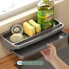 Sink Drain Rack With Hanging Rod Rust-Proof Sponge Holder Faucet Storage Soap Drainer Towel Racks Organizer Kitchen Accessories 5