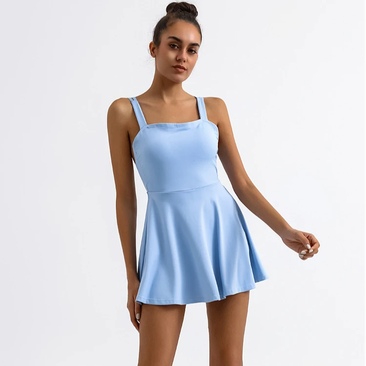 Tennis Dress with Shorts Badminton Clothing Golf Wear Dress with Shorts Underneath Workout Outfit Sport Beach Tennis