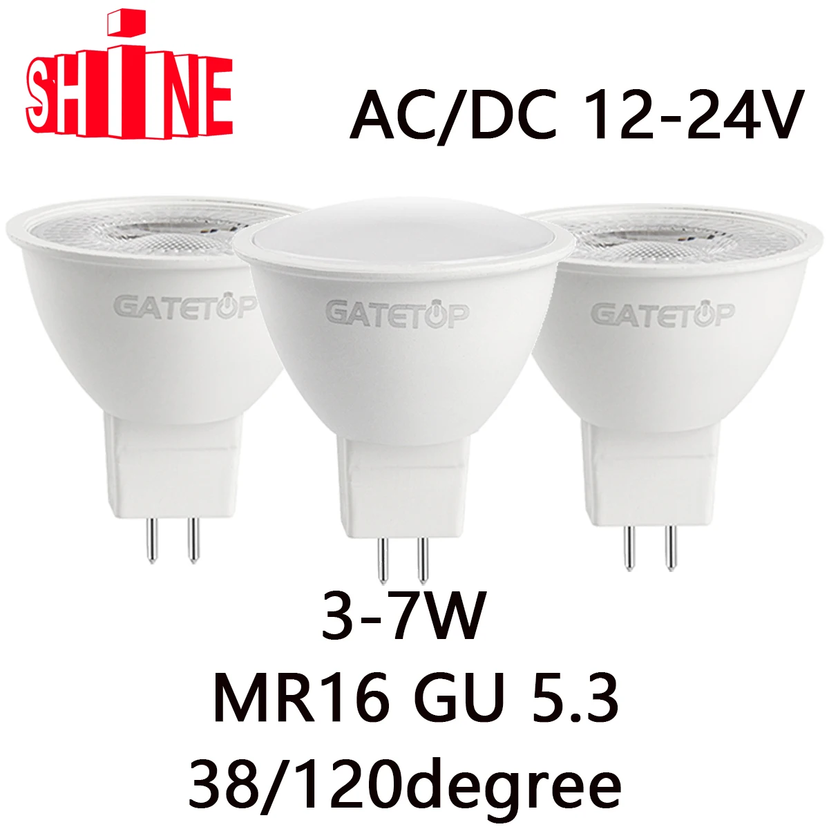 10PCS MR16 LED Spotlight 38/120 Degrees AC/DC LED 12V-24V Light Without Flicker 3W -7W Lamp For Home Decoration