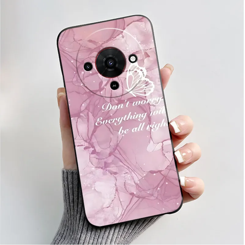 Butterfly Flower Black Soft Silicone Phone Case - Stylish Protective Back Cover