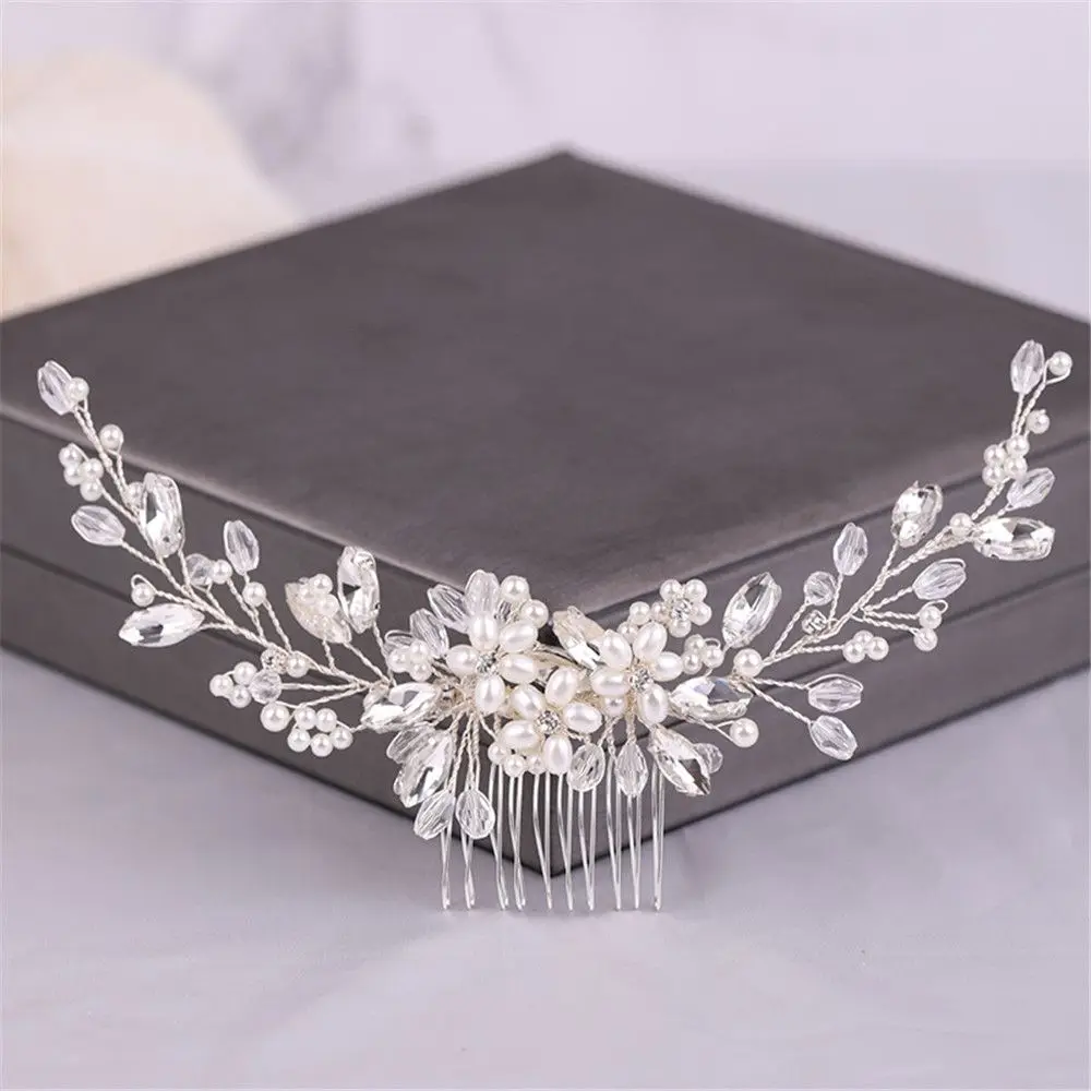 Crystal Wedding Bridal Hair Jewelry For Party Women Handmade Tiara Headpiece Pearls Crystal Hair Combs Hairbands Accessorie
