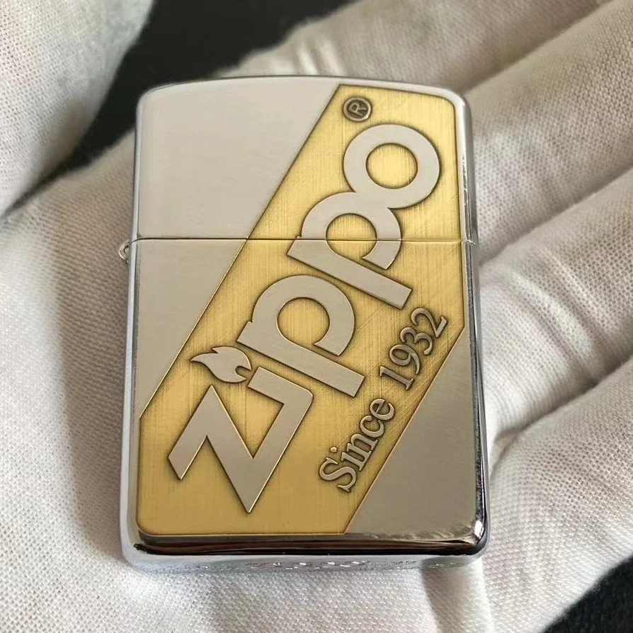 Accendino Zippo Bianco Cromato Su Entrambi I Lati Logo Zippo 1932 Collezione Antivento In Scatola