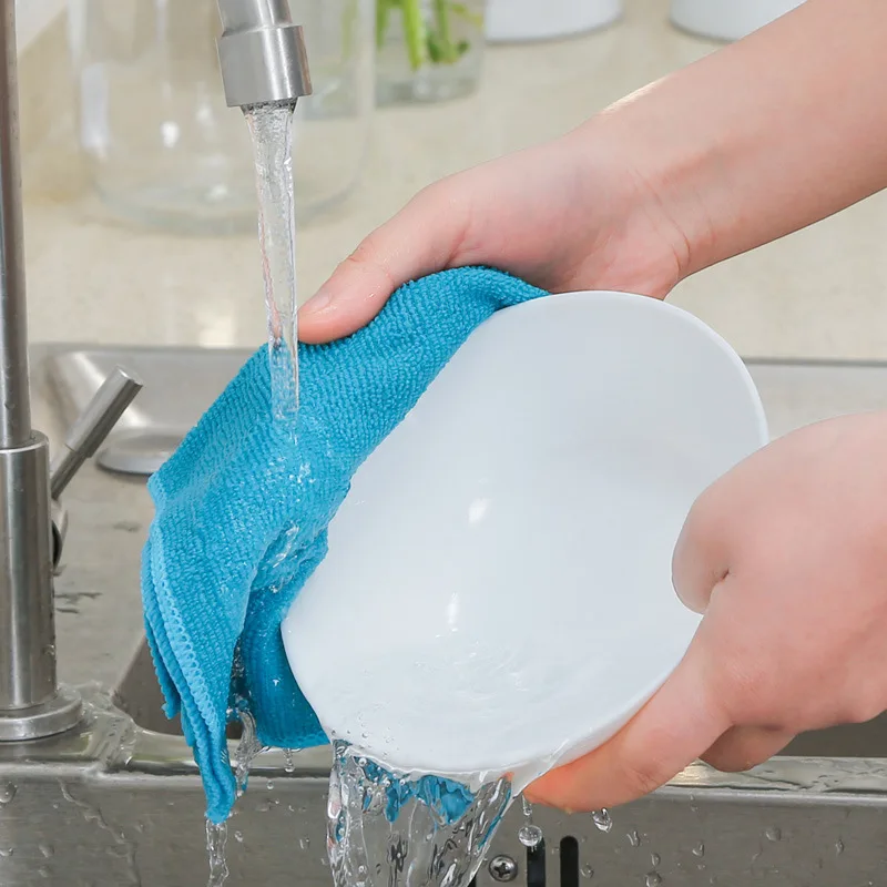 1Pcs Random Color 30X30cm Home Use Clean Kitchen Dishwashing Cloth Thickened Microfiber Absorb Water Towels Table Cleaning Cloth