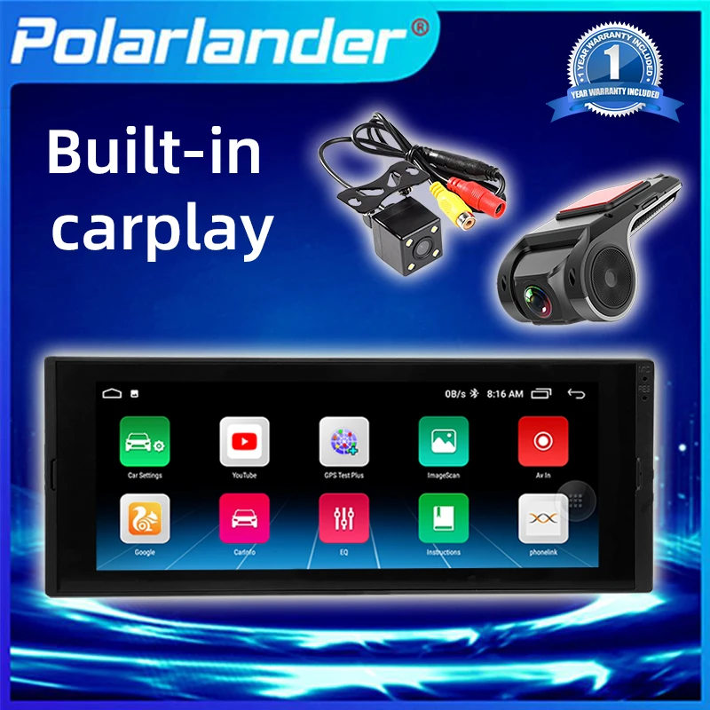 

PolarLander 1 Din Car Multimedia Player MP5 Android Carplay FM 6.9 Inch GPS WiFi Universal IPS Touch Screen Bluetooth 1G+16G