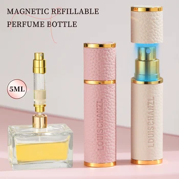 Louischanzl magnet Perfume Atomizer Bottle Portable leather Sprayer for Boarding Tight Sealing Travel Perfume Spray gift 5ml