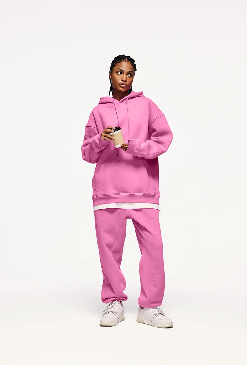 Basic Men Women 2Pcs Sets Sweatshirt Hoodies Pants Male Gyms Fitness Tops Joggers Sportswear Tracksuits