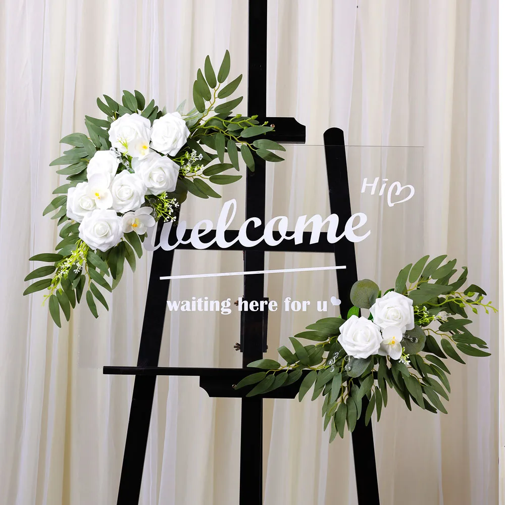 50cm 2Pcs Artificial Flower Swag Floral Swag Garland Wedding Arch Flowers Kit for Sign Rustic Artificial Floral Swag Arch Deco