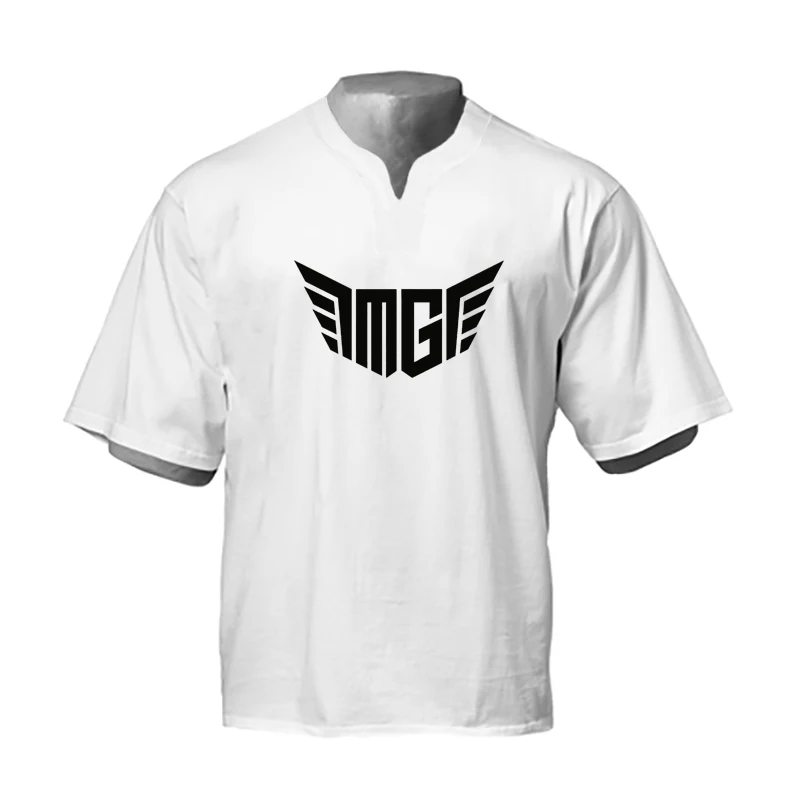 

Breathable Fashion 2022 Summer Mens Plus Oversize Hip Hop Loose Cotton V-neck Streetwear T-shirts Printed