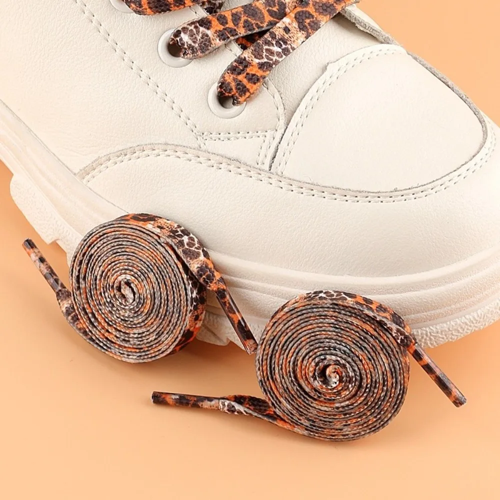 1 Paar 120 cm modische Sneaker-Schnürsenkel mit Leopardenmuster, flache Form, ersetzen Schnürsenkel, bunte Polyester-Sport-Schnürsenkel, Unisex – Detail 3