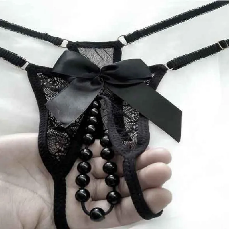 SexiestPantiesWomenLingeriePearlsMicroPantiesOpenCrotchG-stringLadiesUnderwearLaceBowSeamlessFreeShippingThong-AliExpress