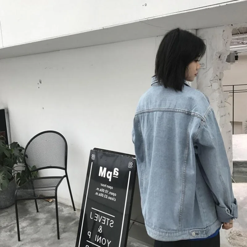 Denim Jacket Women New Autumn Loose Vintage Clothing Jacket Tops Lapel Single-breasted Pockets Casual Streetwear Harajuku